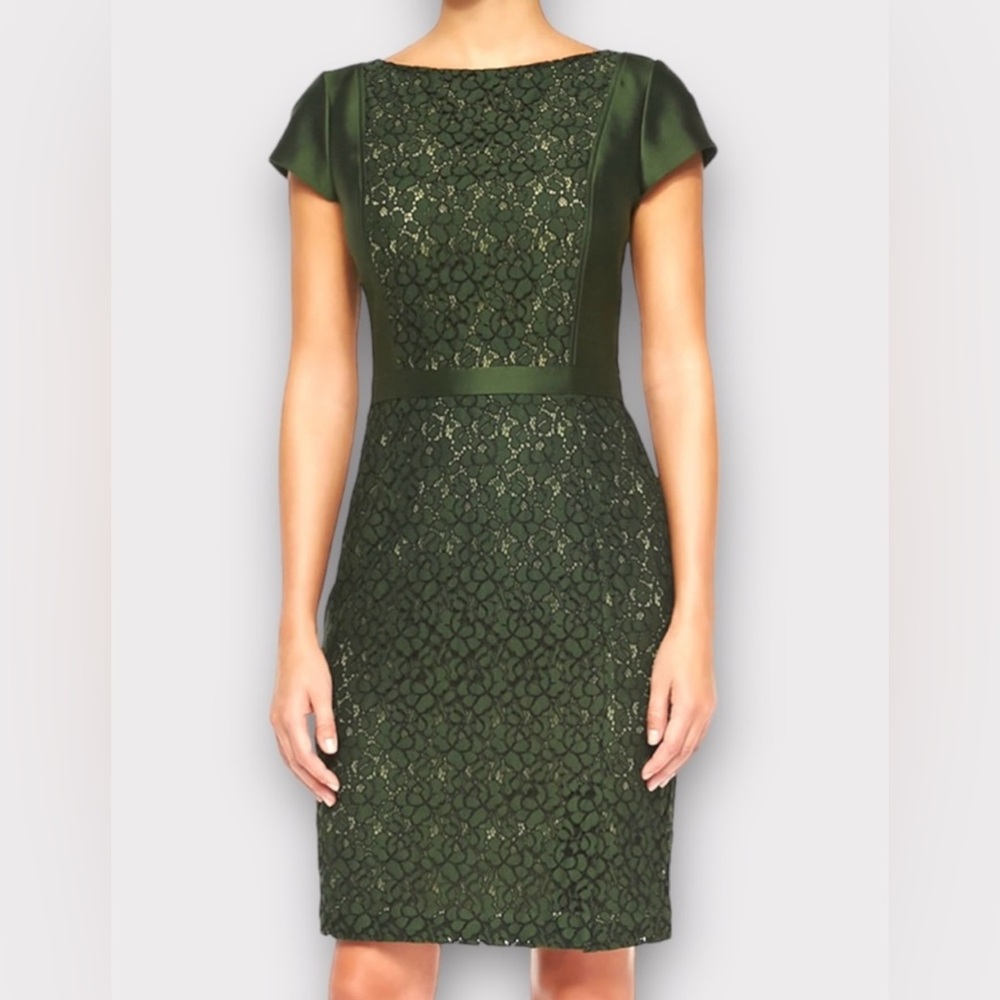 Tory Burch Mariana Dark Green Lace Dressy Tailored Dress
